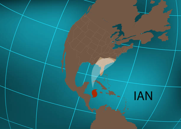 Hurricane Ian. Hurricane Ian toward Cuba and Florida. Vector illustration. EPS 10 Hurricane Ian. Hurricane Ian toward Cuba and Florida. Vector illustration. EPS 10 ian stock illustrations