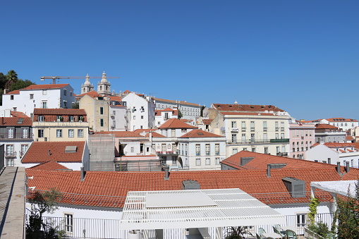 view on the Tagus river at Alfama district in Lisbon