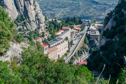 Virgin of Montserrat sanctuary located in a multi-peaked mountain range near Barcelona, in Catalonia, Spain.