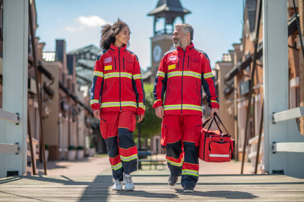 istock Joyous paramedical staff going along the street 1427662461