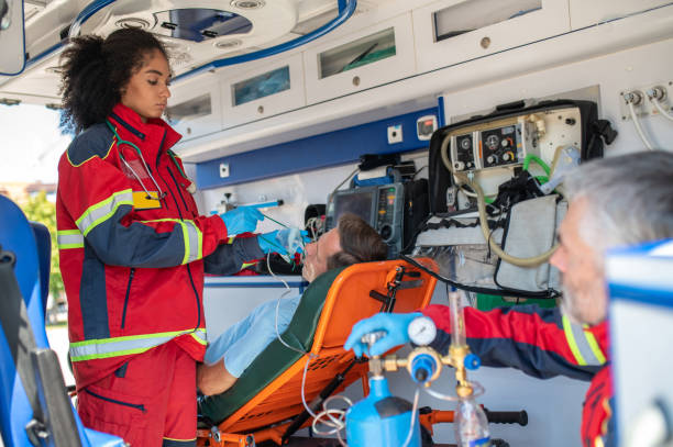 istock Ambulance staff preparing the respiratory patient for oxygenation 1427662557