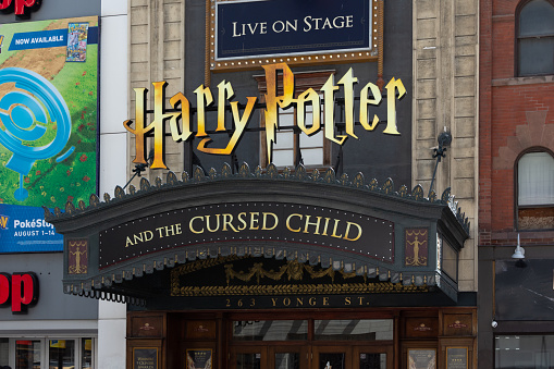 Toronto, ON, Canada - August 2, 2022: Ed Mirvish Theatre entrance currently showing a production of Harry Potter and the Cursed Child