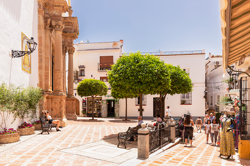Marbella, Spain, June 11, 2022; Cozy little square in the old center of Marbella.