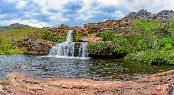 istock Cascade and lake with mountains in background on Biribiri 1427666634