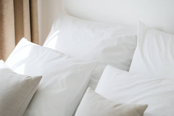 istock Hypoallergenic pillows in white and clean pillowcases 1427671715