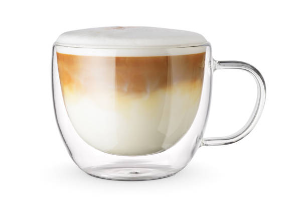 istock Latte coffee in a transparent glass cup isolated. 1427674865