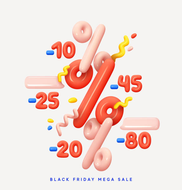 istock Black Friday super sale. Realistic 3d Percent sign design. Promo banner, web poster. Background with percentage discounts. Christmas and New Year Sale. Vector illustration 1427676024