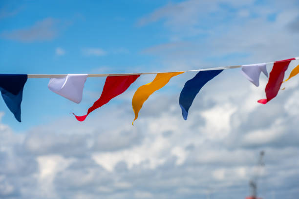 istock Colourful flags waving in a breeze. 1427677510