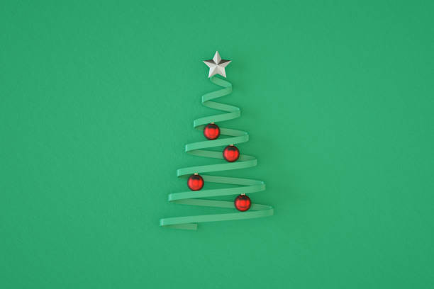 Fluffy Christmass tree with noel ornaments on red and soft balloon surface.