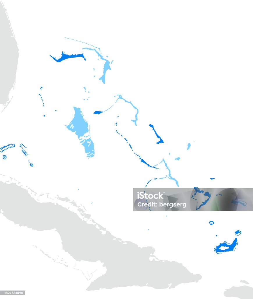 Bahamas Map. Simple One Color Bahamas Simple Blue Map With Regions Stock Illustration - Download ...
