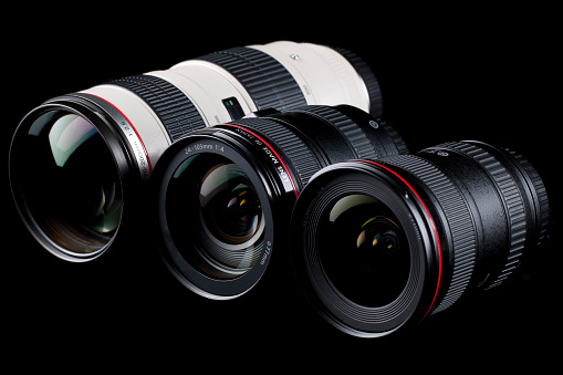 DSLR Camera lenses close up