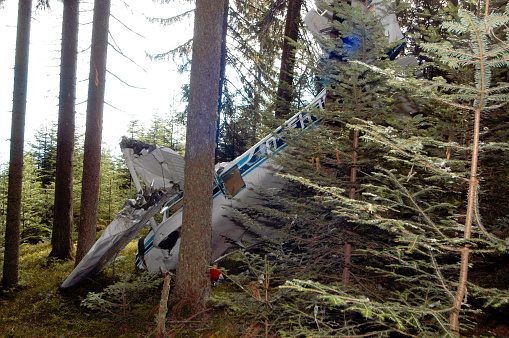 plane crash after technical or human error, accident in aviation