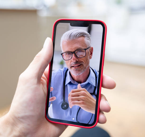 istock Close-up on a doctor on a video call 1427687203
