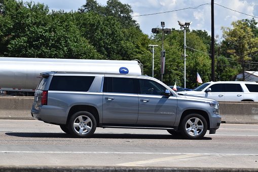 Chevy Suburban SUV cruising on I-45 in Houston, Texas 2022