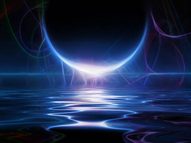 Planet with nebulos filaments. 3D rendering