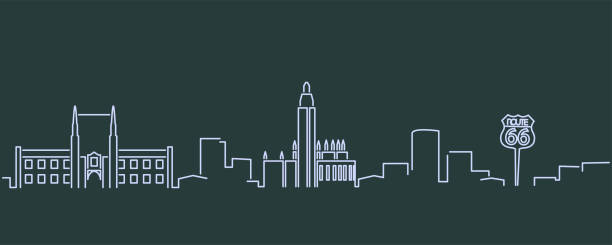 tulsa single line skyline profil - tulsa stock-grafiken, -clipart, -cartoons und -symbole