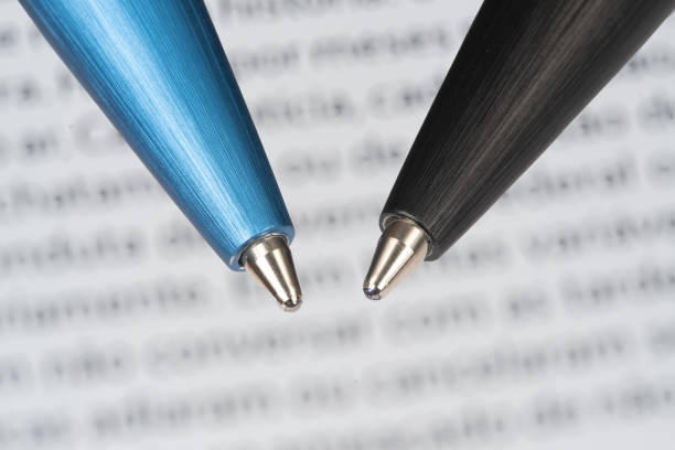 istock ballpoint pen tip detail with blurred background. 1427697761