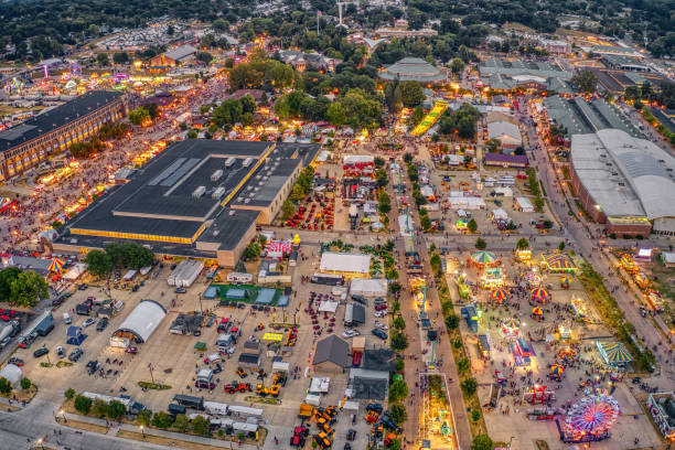 Aerial View of the Iowa State Fair in the Des Moines Metro Area stock photo