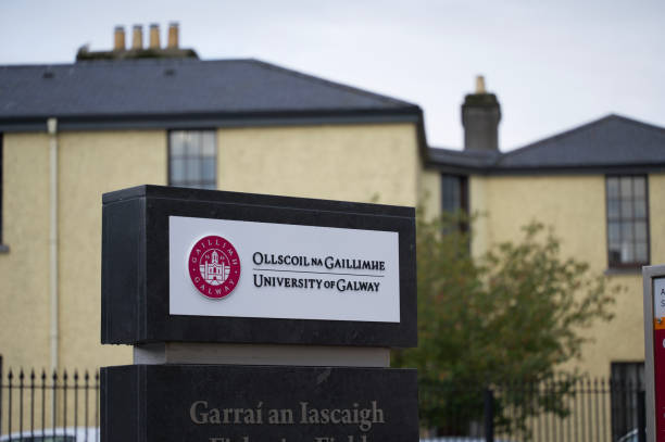 Sign at the entrance to the University of Galway Galway, Ireland - September 7, 2022: Sign at the entrance to the University of Galway near University Road in Galway, Ireland. galway university stock pictures, royalty-free photos & images