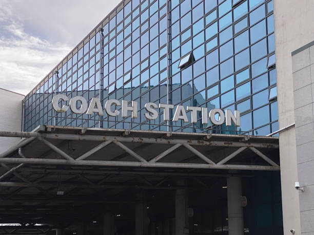 istock Coach station sign on building 1427705404