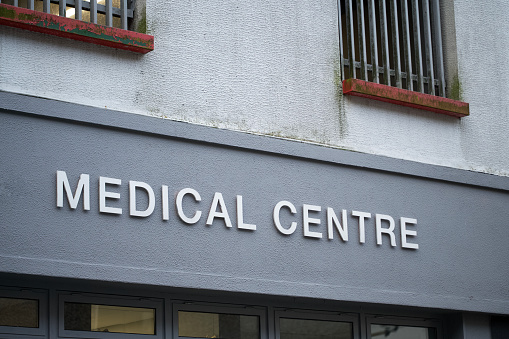 Close up of medical centre sign