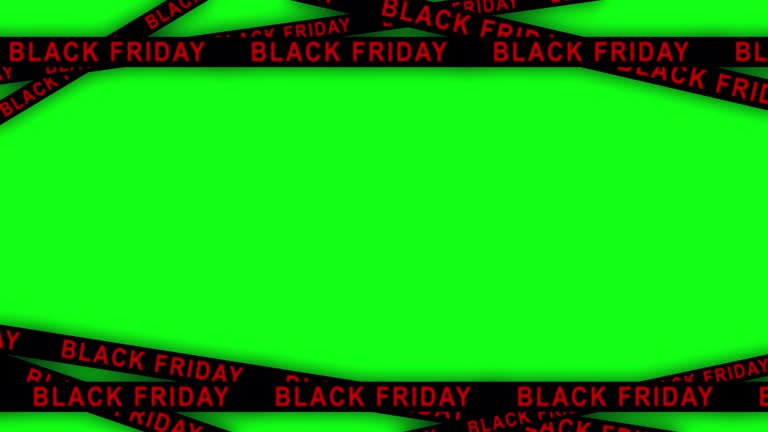 Seamless loop. Black Friday ribbons on the green screen background. Discount day. Promotion banner. Chroma key.