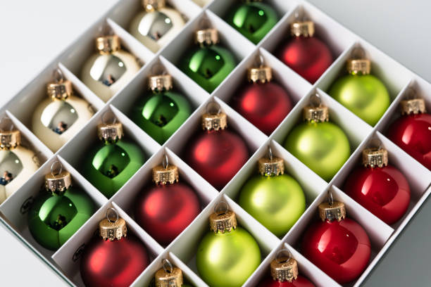 istock Close up on box full of Christmas tree decoration full frame 1427711304