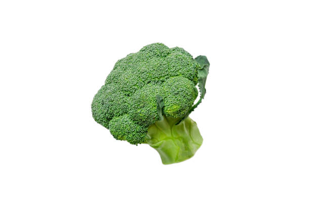Green fresh Broccoli isolated on white background top view stock photo