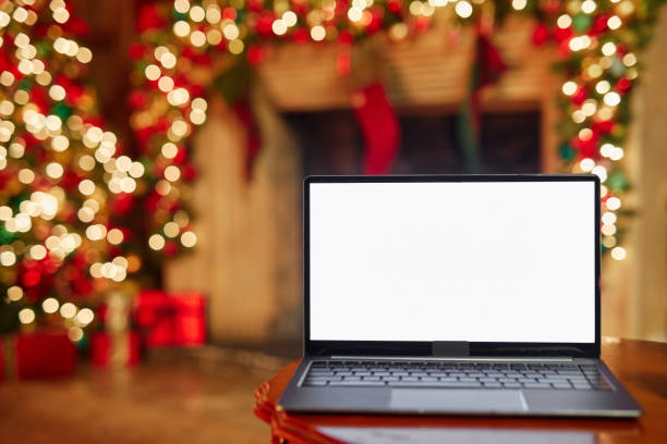 Laptop Screen Mockup On Christmas
