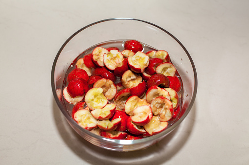 Hawthorne berries in a bowl
