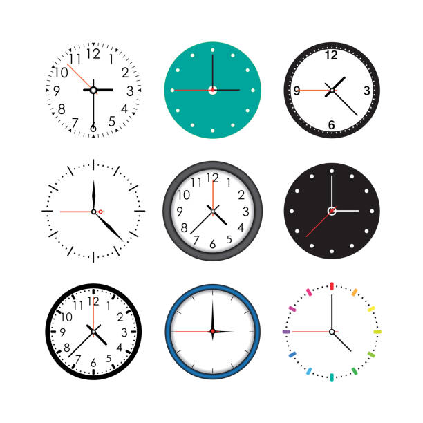 Time icons set vector art illustration