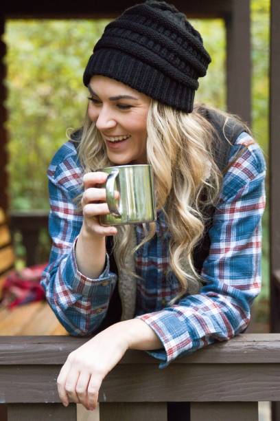 istock Woman at a Cabin on Vacation in Oregon 1427796761
