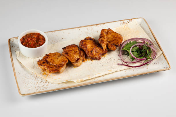 istock crispy kentucky fried chicken with Top view with copy space. Wooden rustic table, chicken meal 1427804148