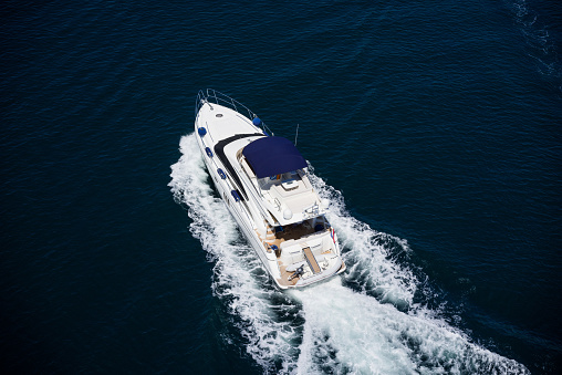 motor yacht view from above