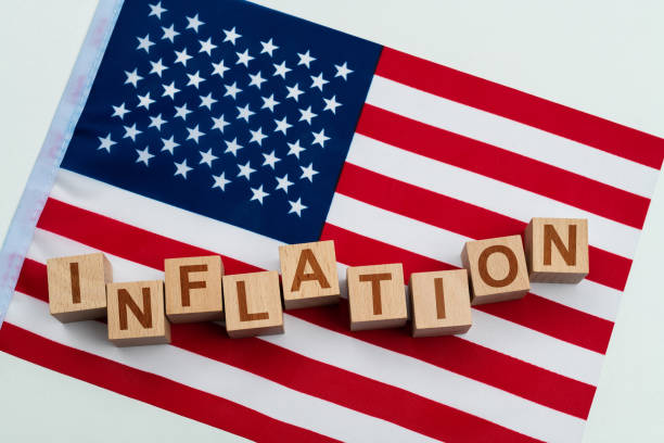 istock Word inflation on American flag 1427804995
