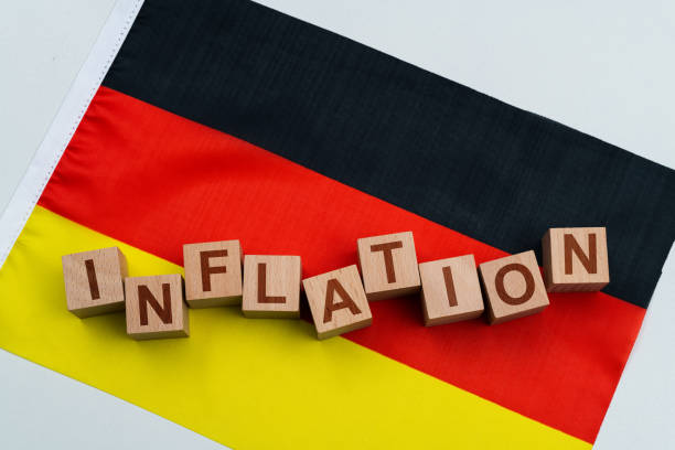 istock Word inflation on German flag 1427804997