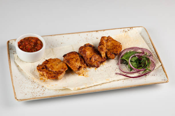 istock crispy kentucky fried chicken with Top view with copy space. Wooden rustic table, chicken meal 1427805006