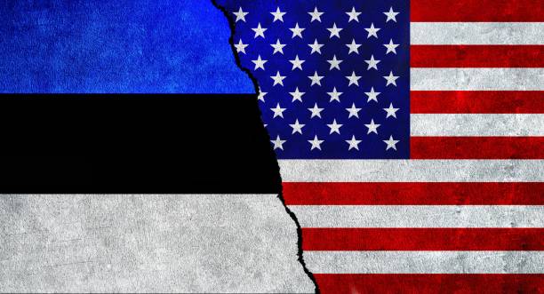 istock USA and Estonia flag together 1427834393