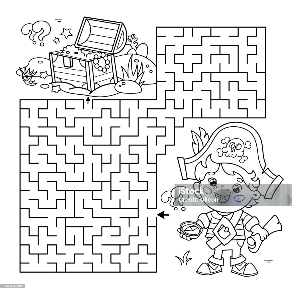 Enigma do labirinto com uma gota de água, ilustração vetorial de
