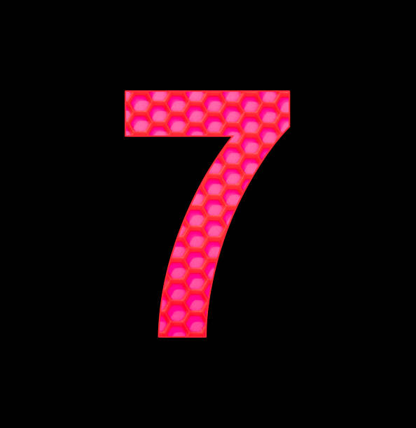 istock Number 7 - Digit seven on the background of red silicone hexagonal 1427843033