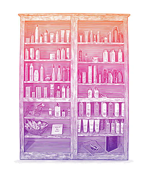 Vector illustration of Retail Display of Beauty products