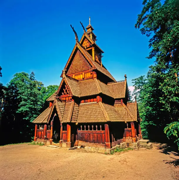Stave church in Oslo, Norway