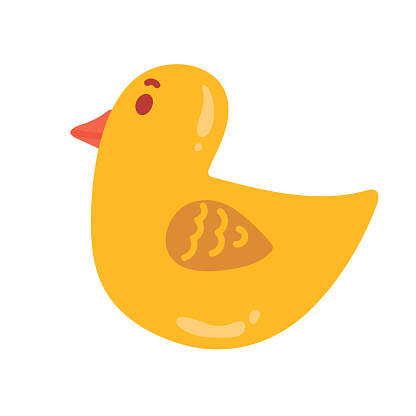 Rubber duck, ducky bath toy flat vector color icon for apps and websites.