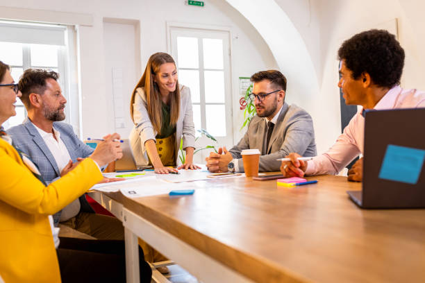 istock Group of business people working in office. 1427858267