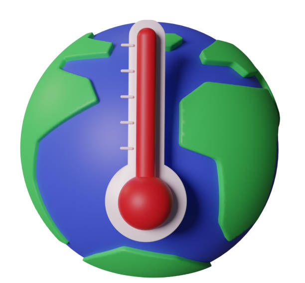 istock Global warming concept : Rising global temperatures. Earth model with thermometer model symbol on white background. 3d illustration 1427859936