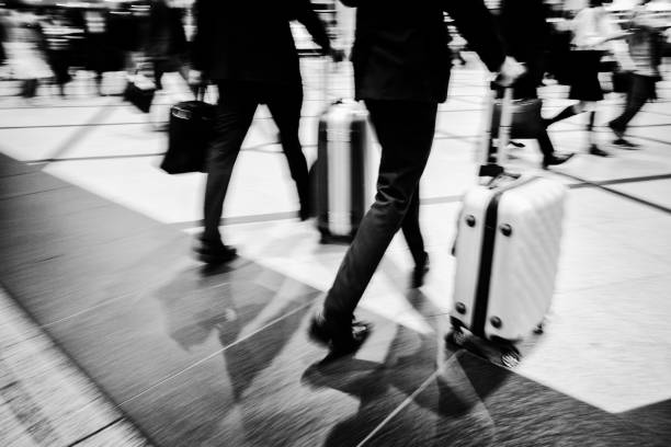 Image of two men with suitcases in the crowd