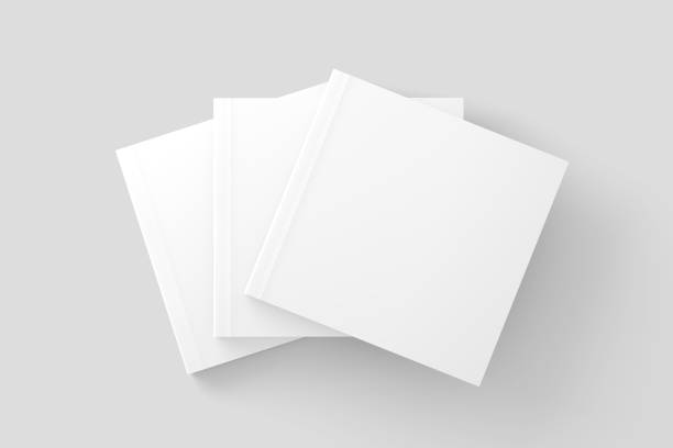 istock Square Softcover Book White Blank 3D Rendering Mockup 1427871957