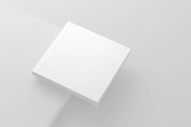 istock Square Softcover Book White Blank 3D Rendering Mockup 1427871974