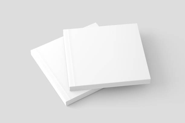 istock Square Softcover Book White Blank 3D Rendering Mockup 1427871986