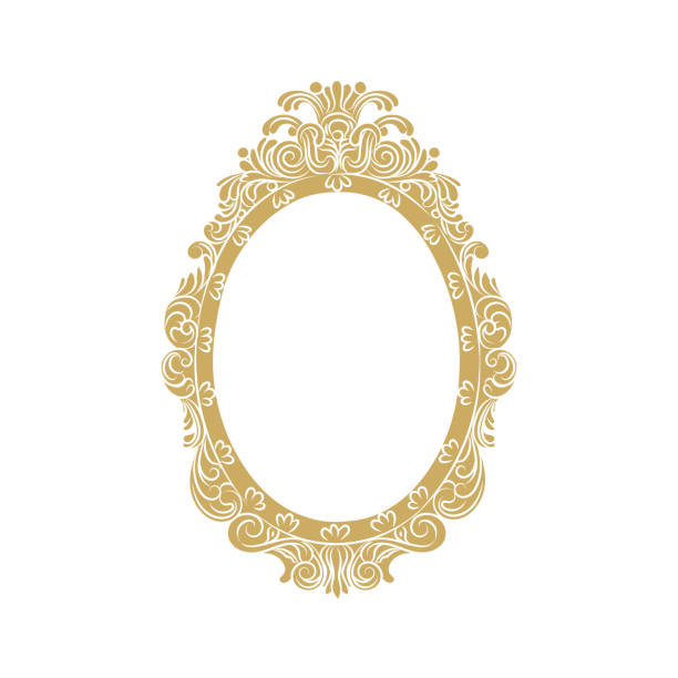 ilustrações, clipart, desenhos animados e ícones de quadro vertical. quadro dourado vintage feito de flores, padrões com espaço de cópia. para convites de casamento, presentes de cartão fofos - mirror ornate silhouette vector